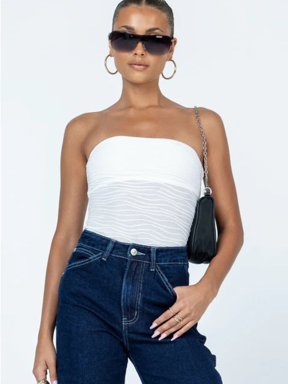 Princess Polly White Strapless Textured Tube Top - Women's Casual Layering Piece